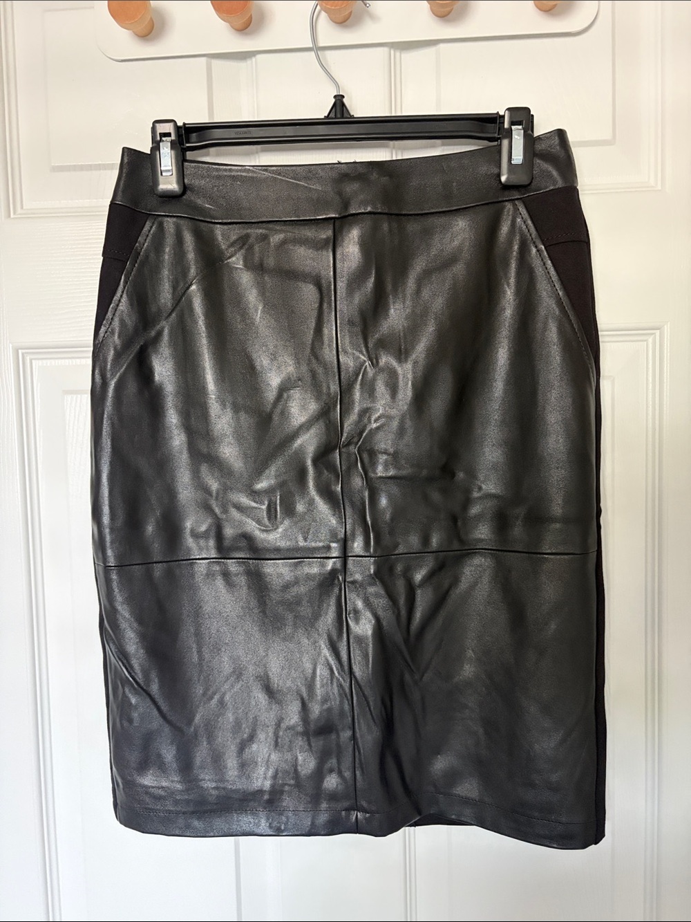 Black Faux Leather Pencil Skirt